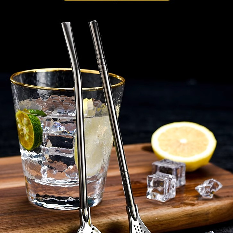 🥤 2-in-1 Stainless Steel Straw Spoon – Stir, Sip & Filter Easily ✨