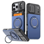 📱 Rugged Phone Case with Card Holder – Camera Slider & Kickstand