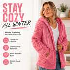 🍂🧥Women's Cozy Fuzzy Hooded Jacket – Soft Zip-Up Outerwear for Everyday Warmth
