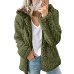 🍂🧥Women's Cozy Fuzzy Hooded Jacket – Soft Zip-Up Outerwear for Everyday Warmth