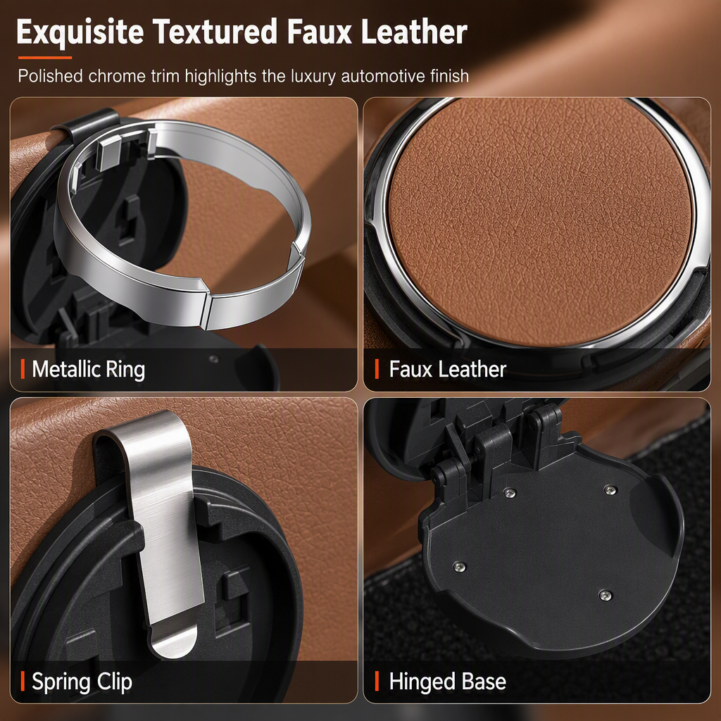 🚗 LIMITED-TIME 50% OFF! 🥤 Foldable Car Door Drink Holder – Multi-Purpose, Clip-On, Faux Leather ✨