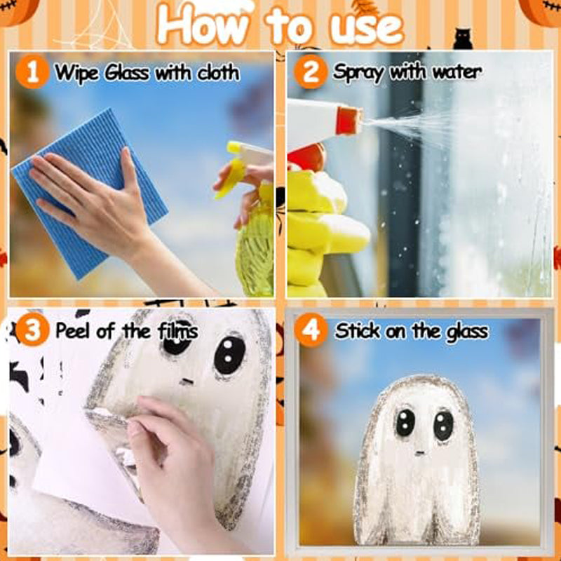 Cute & Fun Halloween Ghost Static Window Cling