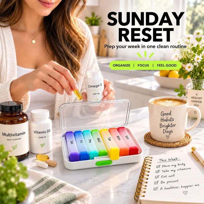 🧳💊 7-Day Detachable Pill Organizer – Color Coded, Portable, Light Resistant ✨