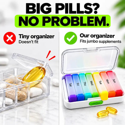 🧳💊 7-Day Detachable Pill Organizer – Color Coded, Portable, Light Resistant ✨