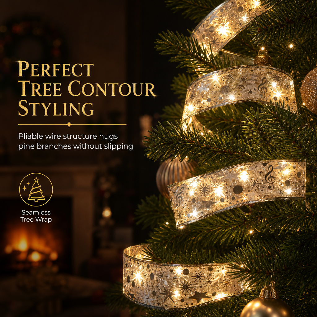 Christmas Tree Ribbon String Lights