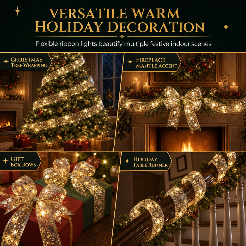Christmas Tree Ribbon String Lights