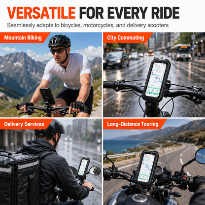 🚴 📱 Waterproof Bike Phone Mount – IPX6, Touch Screen & 360° Rotation – Secure Handlebar Navigation for Motorcycle & Bicycle 🌧️