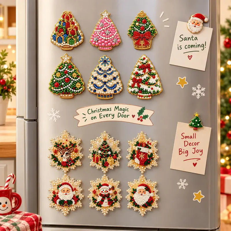 ✨ DIY Sparkling Magnetic Decoration Kit – Fun Holiday Craft for Fridge & Metal Surfaces