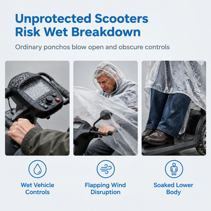 Thickened Extra Large Waterproof PVC Cover and Poncho for Senior Mobility Scooters and Four Wheel Electric Vehicles