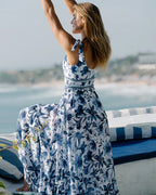 💥 V Neck Lace Up Printed One Piece Swimsuit and Skirt