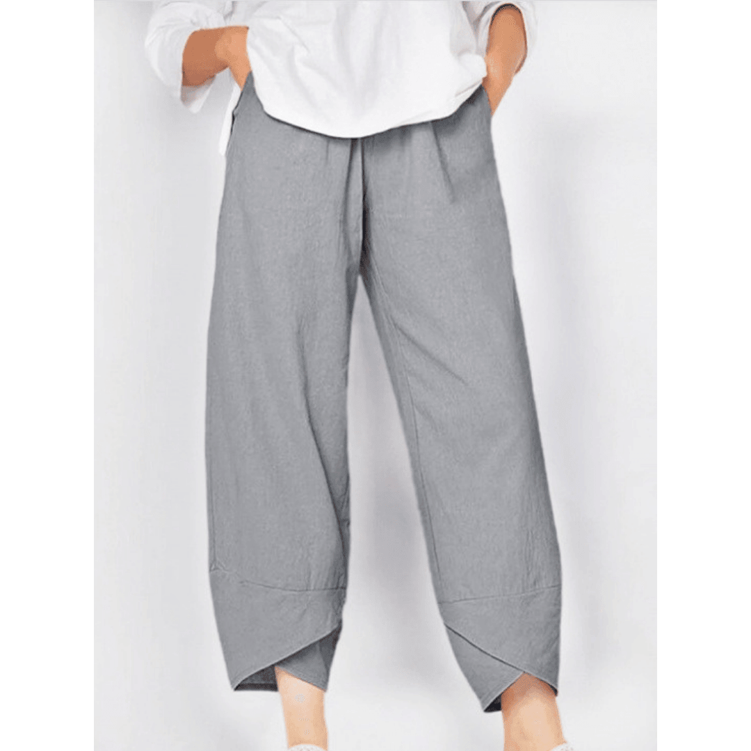 👖Vintage Asymmetrical Elastic Waist Pockets Pants – Unique Design, Comfortable Fit & Functional Style🌸