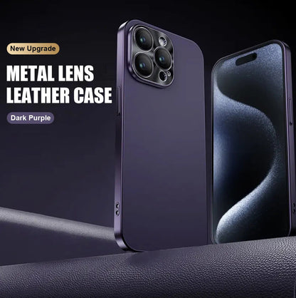 🌈🎁Año Nuevo 50% de descuento✨Protector de cuero ultrafino con lente de metal galvanizado para iPhone